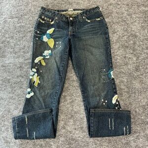 Guess Vintage 90s Y2K Fairycore Boho Embroidered Flare Jeans K3